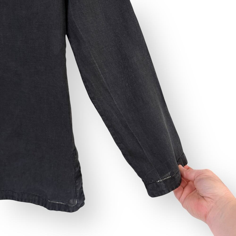 Michael Kors Black 100% Linen Tunic 10 Popover Blouse Made in Italy Quiet Luxury - Picture 7 of 9
